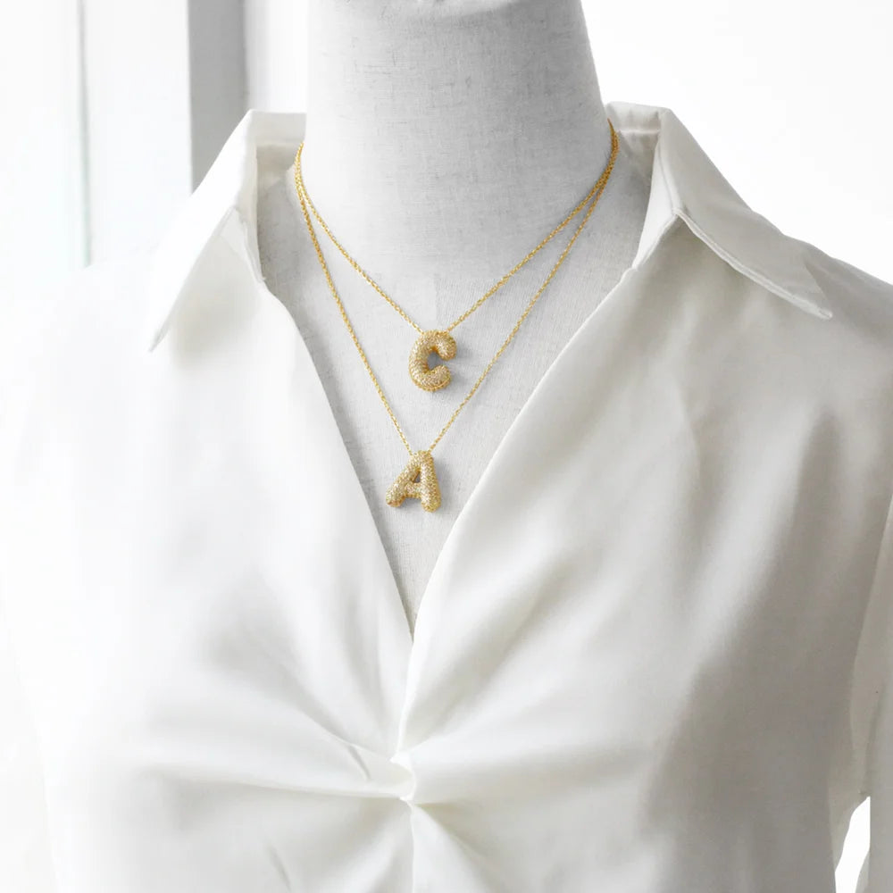 Velleara 18k Gold Initial Bubble Necklace