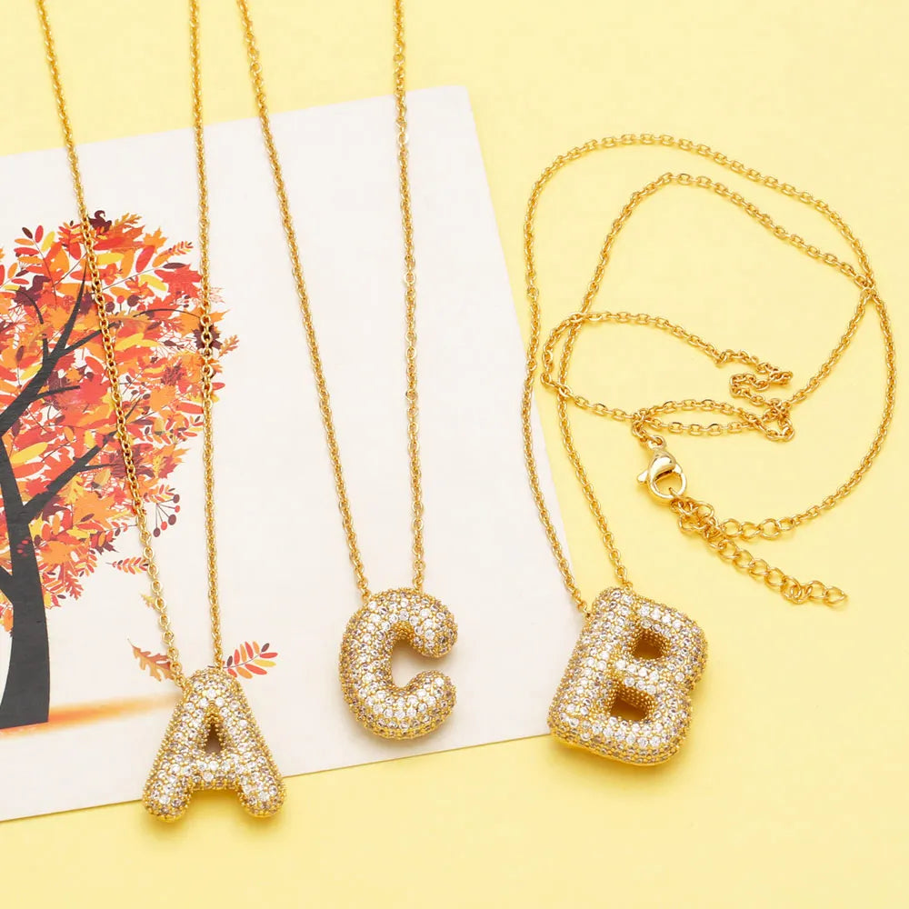 Velleara 18k Gold Initial Bubble Necklace