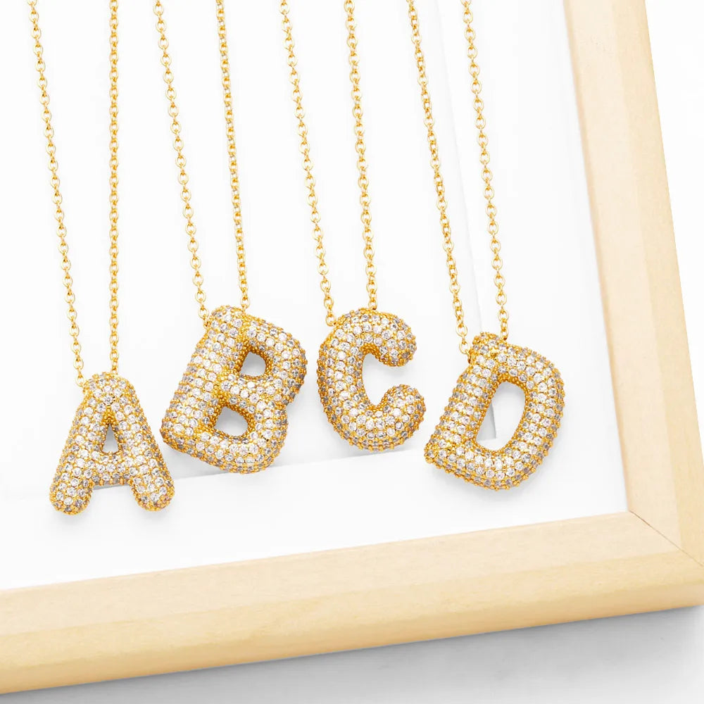 Velleara 18k Gold Initial Bubble Necklace